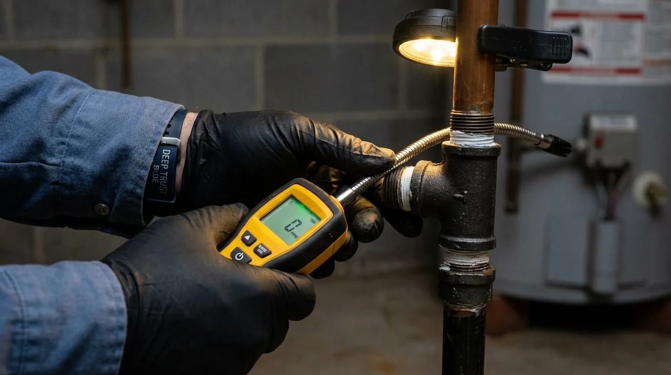 Gas leak detection with electronic sniffer by Johns Plumbing LLC in McCall